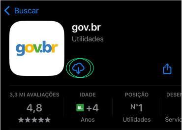 Print de tela do App gov.br na loja de aplicativos.