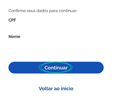 Print de tela do passo a passo de criação de conta gov.br na etapa de confirmação de dados.
