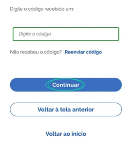 print de tela da etapa de envio do código de verificação para a criação da conta gov.br