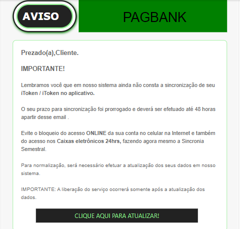 Print de um e-mail com tentativa de phishing. 